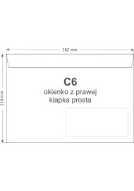 Versandtaschen Weiß mit Fenster rechts DIN C6 (114x162 mm) 90 g/m² selbstklebend - 1000 Stück